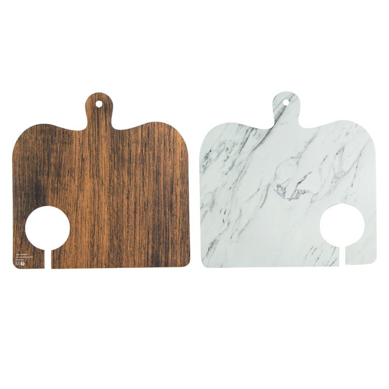 Packnwood Double Face Marble/Wooden Planks For Mezze/Tapas With Hole L:11in W:11in - iFoodservice Online