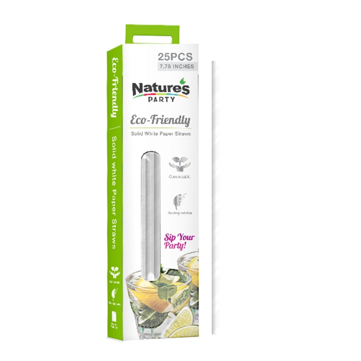 Packnwood Durable Full White Paper Straws - Unwrapped D:0.23in L:7.75in - iFoodservice Online