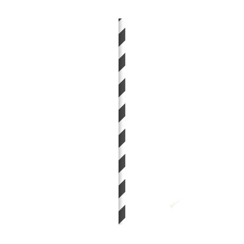 Packnwood Durable Smoothie Paper Straws With White & Black Stripes - Unwrapped D:0.3in L:7.75in - iFoodservice Online