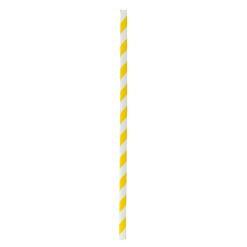 Packnwood Durable Yellow & White Striped Paper Straws - Unwrapped D:0.2in L:7.75in - iFoodservice Online