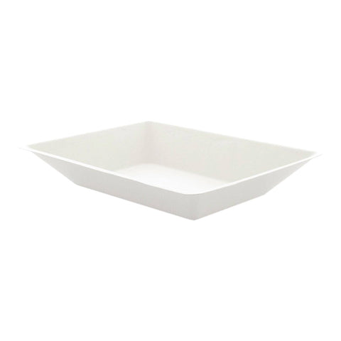 Packnwood Eco - Design White Sugarcane Plate 15oz L:6.6in W:5.1in H:1.1in - iFoodservice Online