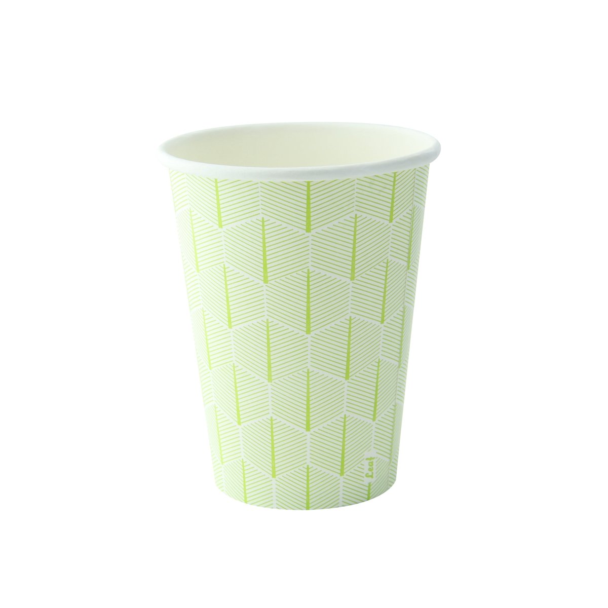 Packnwood Leaf design paper cup 12oz D:3.5in H:4.4in - iFoodservice Online
