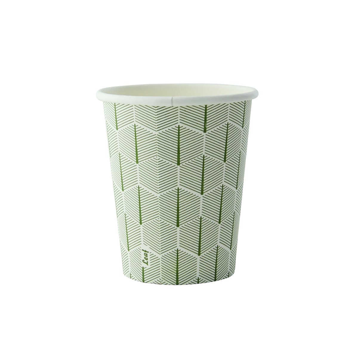 Packnwood Leaf design paper cup 8oz H:3.5in W:2.2in L:3.15in - iFoodservice Online