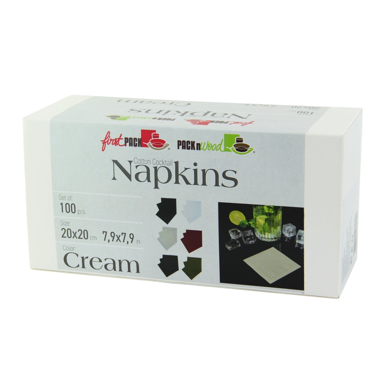 Packnwood Luxury Sweet Cream Cotton Cocktail Napkin L:7.9in W:7.9in - iFoodservice Online