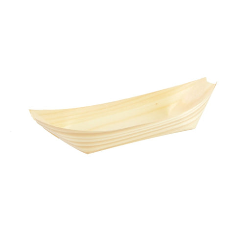 Packnwood Medium Wooden Boat 5oz L:6.2in W:3.5in H:1.25in - iFoodservice Online