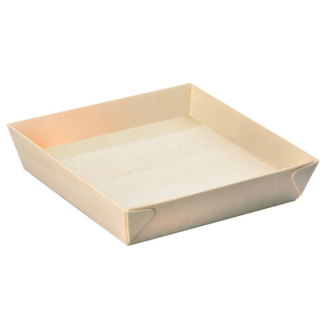 Packnwood Square "Samurai" Wooden Tray 28oz L:6.6in W:6.6in H:1.4in - iFoodservice Online