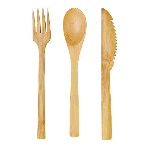 Packnwood Wrapped Bamboo Cutlery 3/1 Kit (Knife, Fork, Spoon) L:6.3in - iFoodservice Online