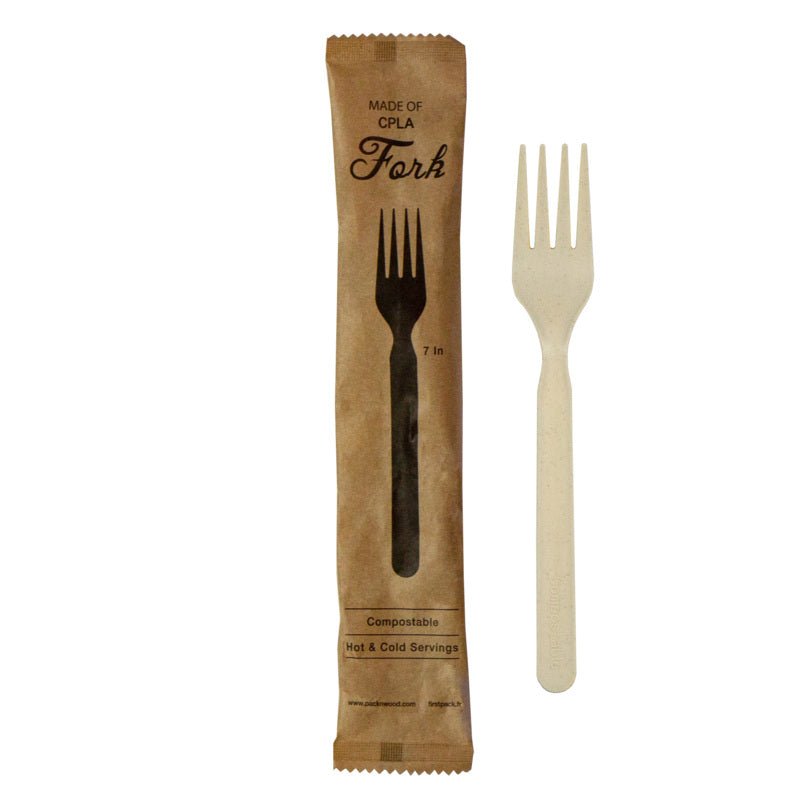 Packnwood Wrapped Compostable & Heat Proof Corn - Bamboo Fiber Fork L:6.7in - iFoodservice Online