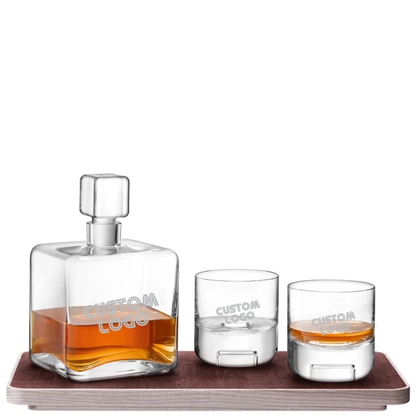 Personalized Cask Whisky Connoisseur Set Clear & Ash/Cork Tray Gift Set Engraved | Custom Laser Etched Favor - iFoodservice Online