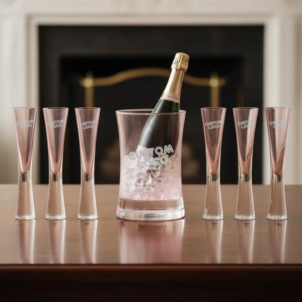 Personalized Moya Serving Gift Set of 7 Blush Engraved | Custom Laser Etched Favor - iFoodservice Online