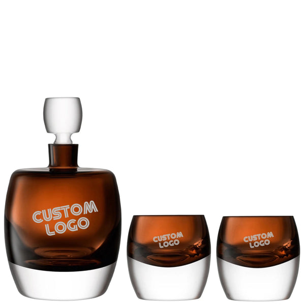 Personalized Whisky Club Whisky Gift Set Peat Brown Engraved | Custom Laser Etched Favor - iFoodservice Online