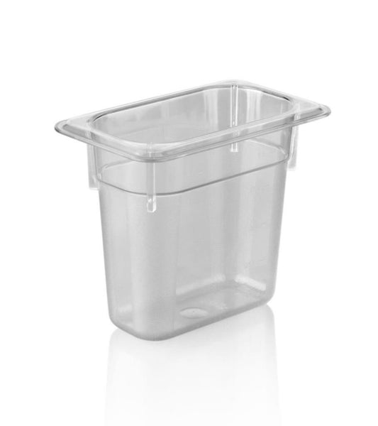 KAPP HS Gastro POLYCARBONATE FOOD PAN CLEAR 1/9 7x4" - 6" 46019150  (Pack of 12)