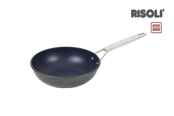 Risoli Deep Frypan 18/10 Stainless Steel Handle Black Plus - Bottom Thickness 7.2mm (OP104HTIN/32) - iFoodservice Online