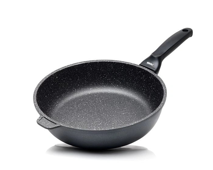 Risoli Deep Frypan Granito Hard Stone Black Handle (00104GR/24HS) - iFoodservice Online