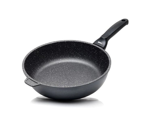 Risoli Deep Frypan Granito Hard Stone Black Handle (00104GR/24HS) - iFoodservice Online