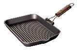 Risoli Saporella Grill Pan With Folding Wooden Handle (0090INL/36T0) - iFoodservice Online
