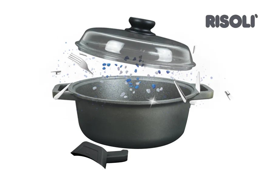 Risoli Saucepot With Glass Lid & With 2 Handles Non - Stick Coating (00097BP/32PN) - iFoodservice Online