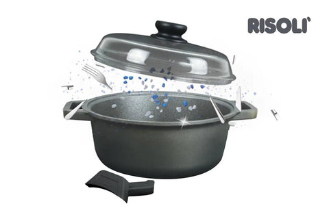 Risoli Saucepot With Glass Lid & With 2 Handles Non - Stick Coating (00097BP/32PN) - iFoodservice Online