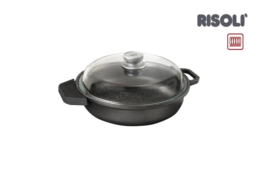 Risoli Skillet Casserole Granito With Removable Silicone Lid And Handle (0099GR/32HS0) - iFoodservice Online