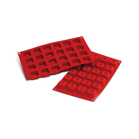 Louis Tellier Silikomart - Small Square Savarin Red Mold 1 3/8'' X 1 3/8'' X  3/4'' H (SF080)