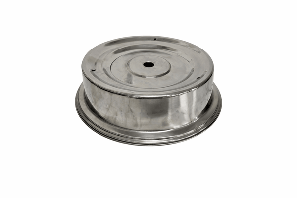 S/S Plate Cover 11 - 12/16" to 12 - 1/16"dia Round Standard Foot with Finger Hole - iFoodservice Online