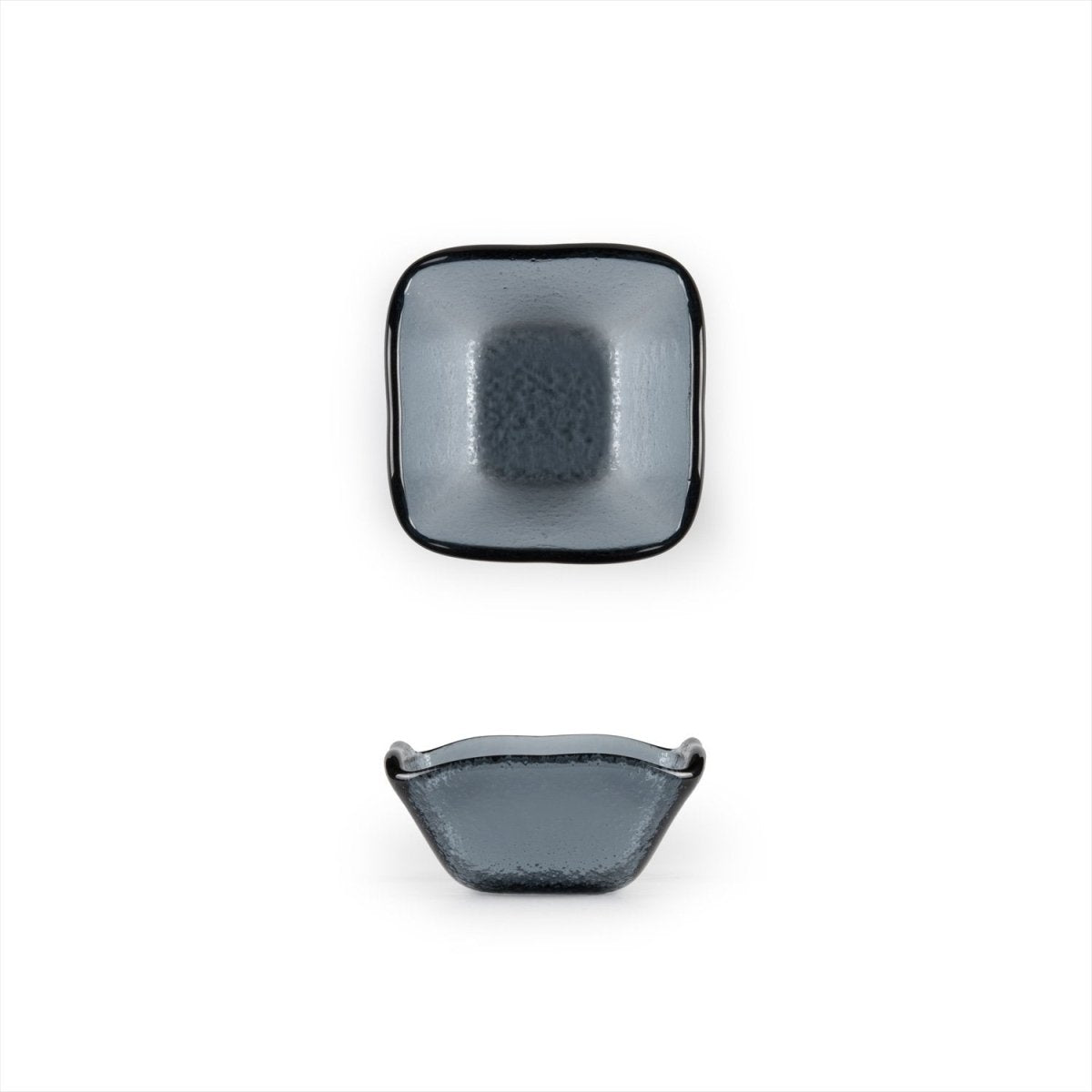 Turgla Fusion Glass Dinnerware 2.25" x 2.25" x h:1.5" 2 oz. Square Charcoal Glass Ramekin, Set of 24 (02 - 047 - 06CHR) - iFoodservice Online