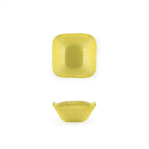 Turgla Fusion Glass Dinnerware 2.25" x 2.25" x h:1.5" 2 oz. Square Yellow Glass Ramekin, Set of 24 (02 - 047 - 06YLW) - iFoodservice Online