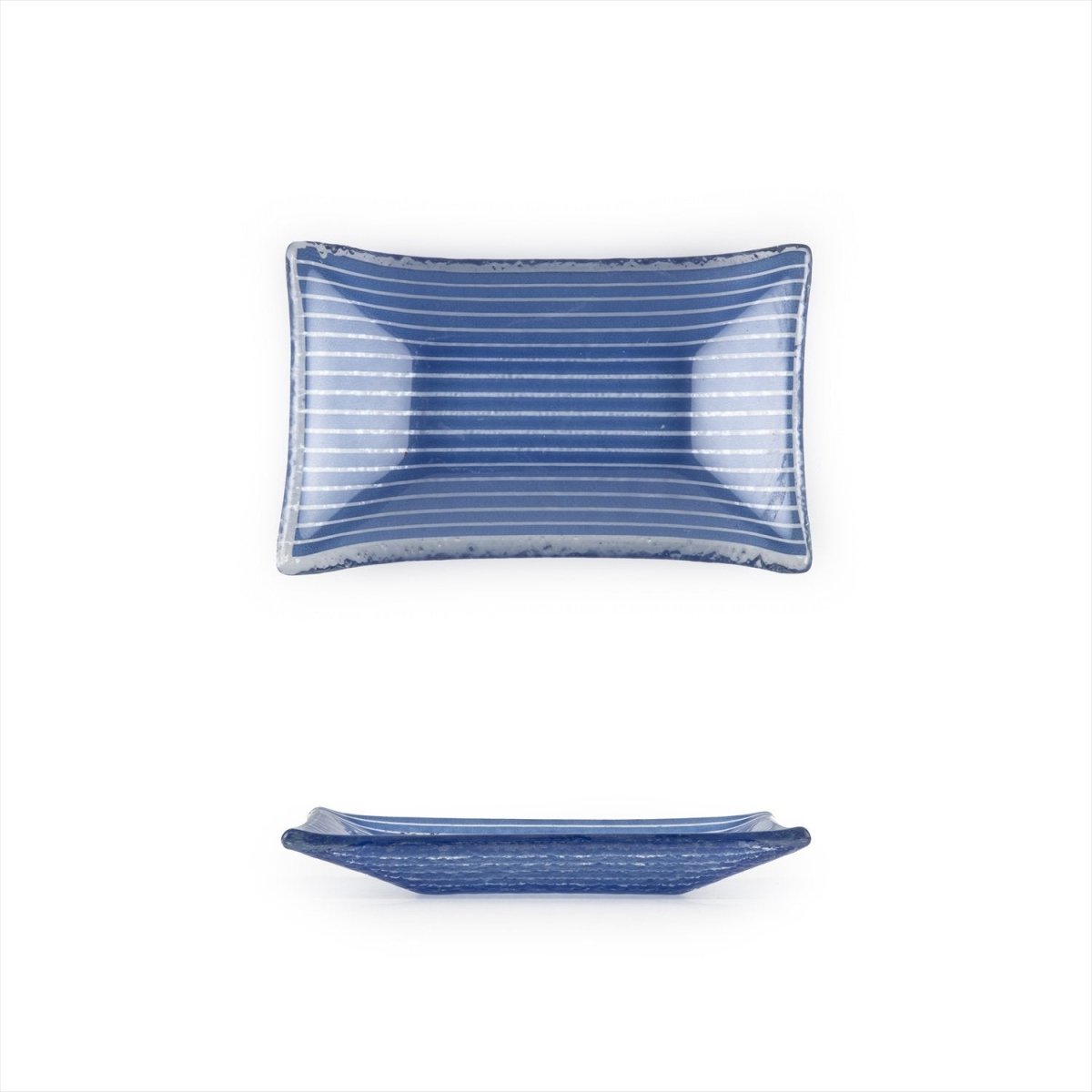 Turgla Fusion Glass Dinnerware 4.25" x 2.5" x h:0.5" 1 oz. Rectangular Blue Glass Ramekin, Set of 24 (10 - 036 - 11CBL) - iFoodservice Online