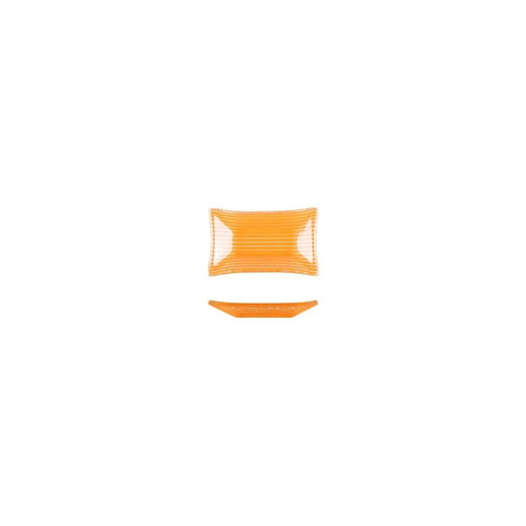 Turgla Fusion Glass Dinnerware 4.25" x 2.5" x h:0.5" 1 oz. Rectangular Orange Glass Ramekin, Set of 24 (10 - 036 - 11ORG) - iFoodservice Online