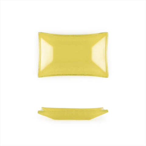 Turgla Fusion Glass Dinnerware 4.25" x 2.5" x h:0.5" 1 oz. Rectangular Yellow Glass Ramekin, Set of 24 (10 - 034 - 11YLW) - iFoodservice Online