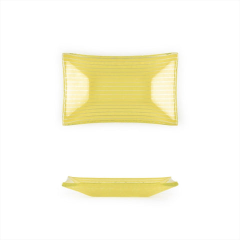 Turgla Fusion Glass Dinnerware 4.25" x 2.5" x h:0.5" 1 oz. Rectangular Yellow Glass Ramekin, Set of 24 (10 - 036 - 11YLW) - iFoodservice Online