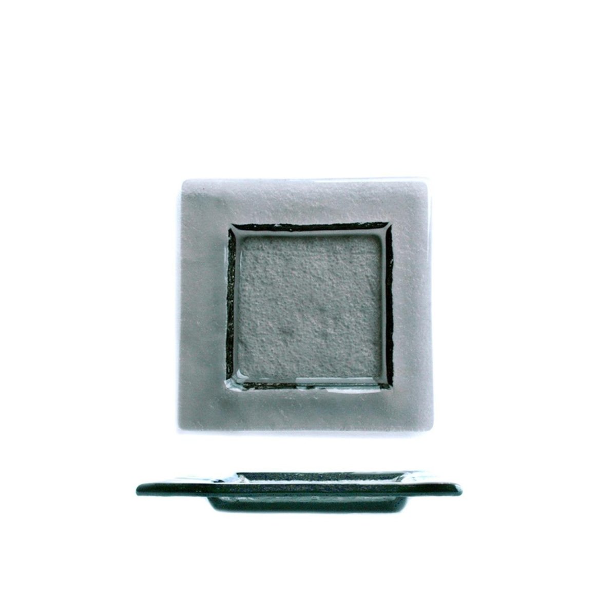 Turgla Fusion Glass Dinnerware 6" x 6" Square Charcoal Glass Plate, Set of 12 (02 - 031 - 15CHR) - iFoodservice Online
