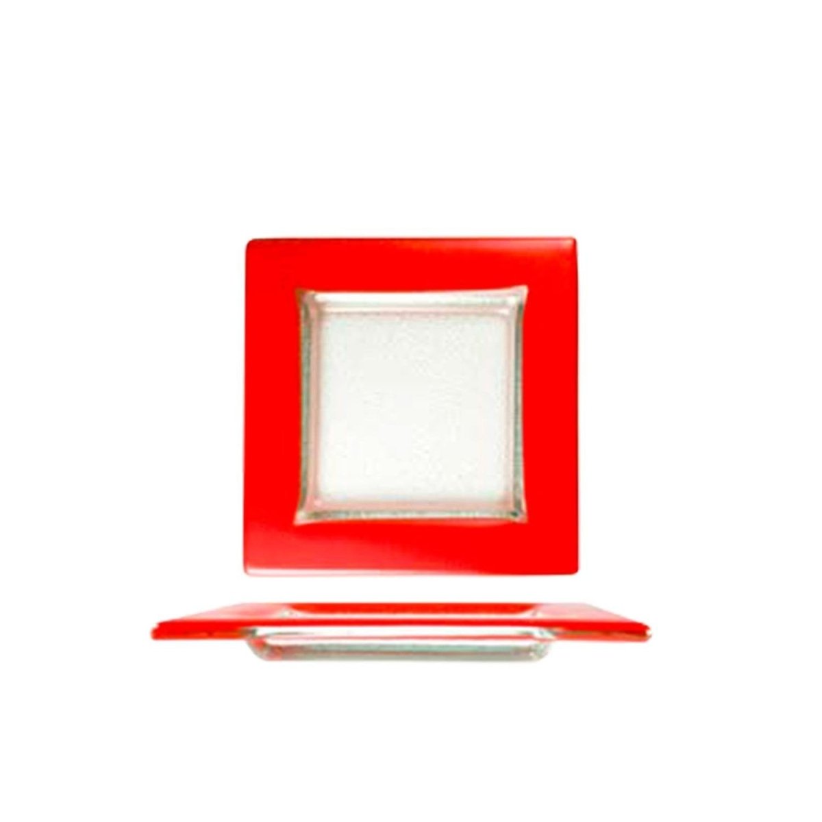 Turgla Fusion Glass Dinnerware 6" x 6" Square Red Glass Plate, Set of 12 (02 - 032 - 15REDCLR) - iFoodservice Online