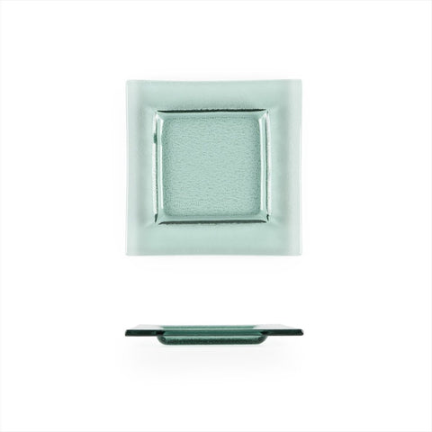 Turgla Fusion Glass Dinnerware 6" x 6" Square Transparent Green Glass Plate, Set of 12 (02 - 031 - 15TGRN) - iFoodservice Online