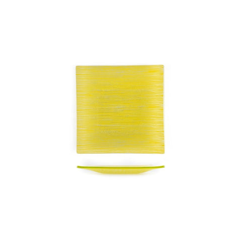 Turgla Fusion Glass Dinnerware 7.75" x 7.75" Square Yellow Glass Plate, Set of 12 (02 - 414 - 20YLW) - iFoodservice Online