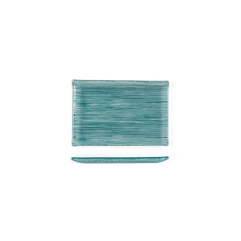 Turgla Fusion Glass Dinnerware 8.5" x 5.75" Rectangular Blue Glass Plate, Set of 12 (01 - 373 - 15TRQ) - iFoodservice Online