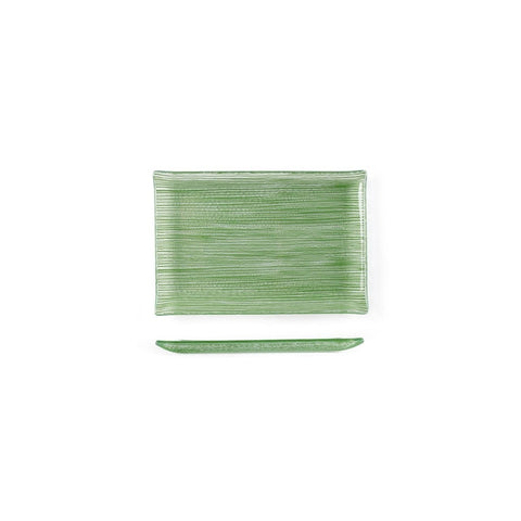 Turgla Fusion Glass Dinnerware 8.5" x 5.75" Rectangular Green Glass Plate, Set of 12 (01 - 373 - 15GRN) - iFoodservice Online