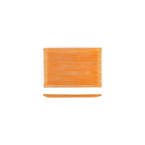 Turgla Fusion Glass Dinnerware 8.5" x 5.75" Rectangular Orange Glass Plate, Set of 12 (01 - 373 - 15ORG) - iFoodservice Online