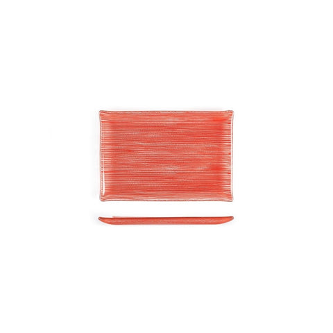Turgla Fusion Glass Dinnerware 8.5" x 5.75" Rectangular Red Glass Plate, Set of 12 (01 - 373 - 15RED) - iFoodservice Online