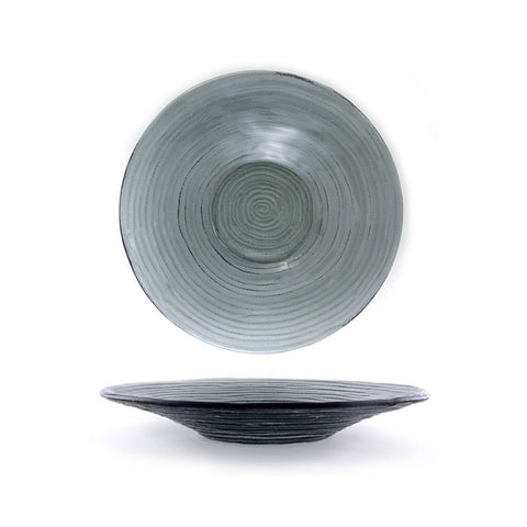 Turgla Fusion Glass Dinnerware dia.11.75" h:1.5" 32 oz. Round Charcoal Glass Bowl, Set of 6 (04 - 316 - 30CHR) - iFoodservice Online