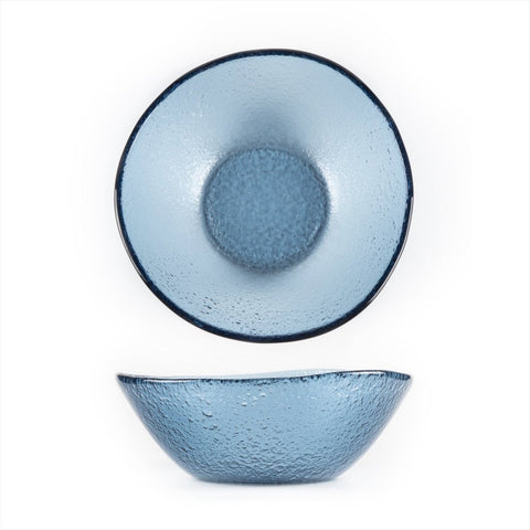 Turgla Fusion Glass Dinnerware dia.7.5" h:2.75" 20 oz. Round Transparent Blue Glass Bowl, Set of 12 (10 - 027 - 20TBLU) - iFoodservice Online