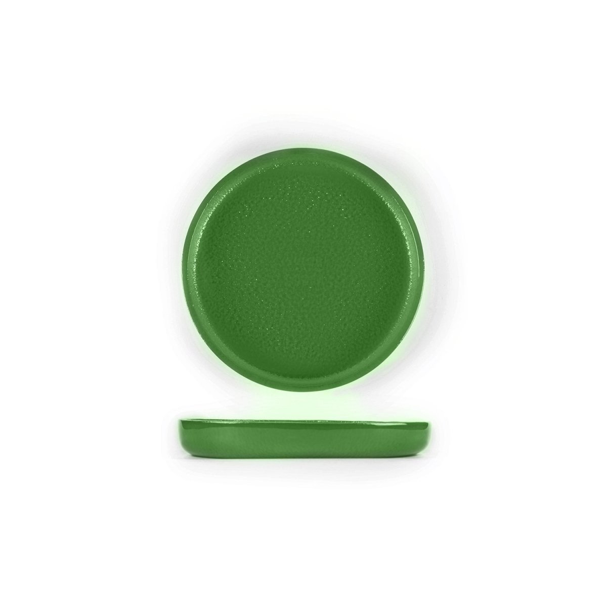 Turgla Fusion Glass Dinnerware dia.9.5" Round Basil Glass Plate, Set of 12 (04 - 385 - 24BSL) - iFoodservice Online