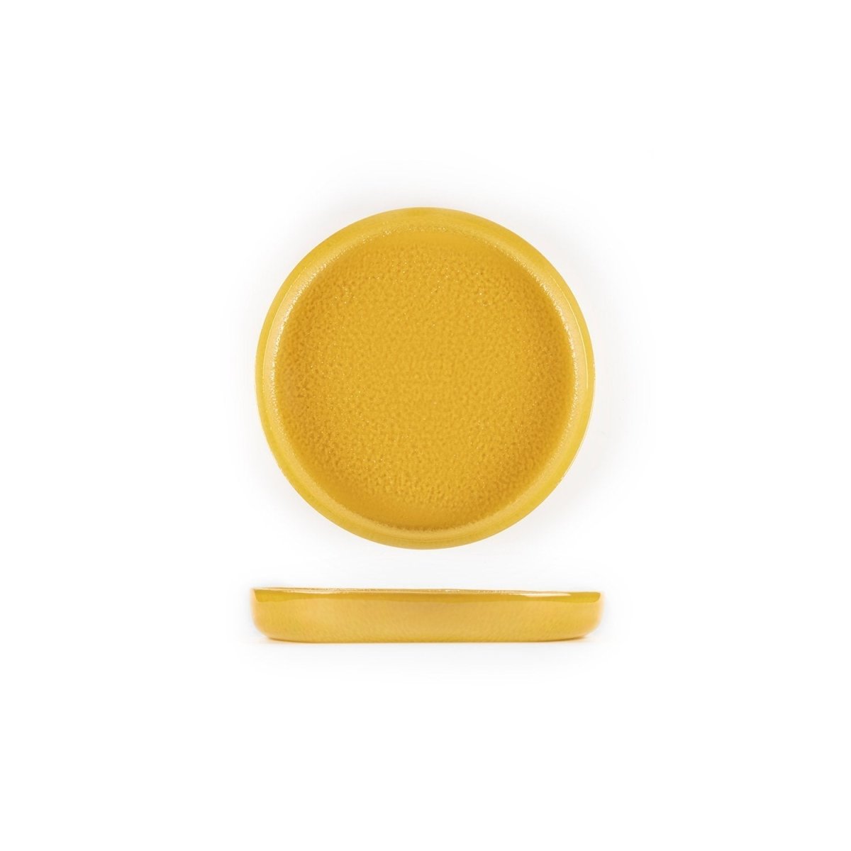 Turgla Fusion Glass Dinnerware dia.9.5" Round Turmeric Glass Plate, Set of 12 (04 - 385 - 24TRM) - iFoodservice Online