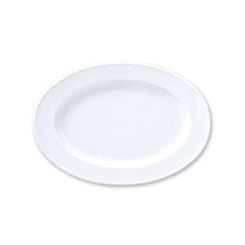 Turgla Porcelain Delta 13" x 9" x h:1.25" Oval White Porcelain Platter (Set of 6) (DO34KY00) - iFoodservice Online