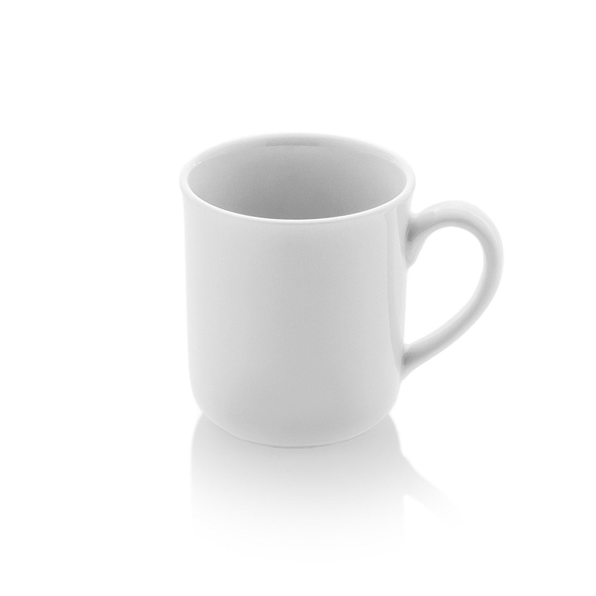 Turgla Porcelain Delta - Coupe dia.3.25" h:3.5" 10 oz. Round White Porcelain Mug (Set of 12) (EO01MG00) - iFoodservice Online