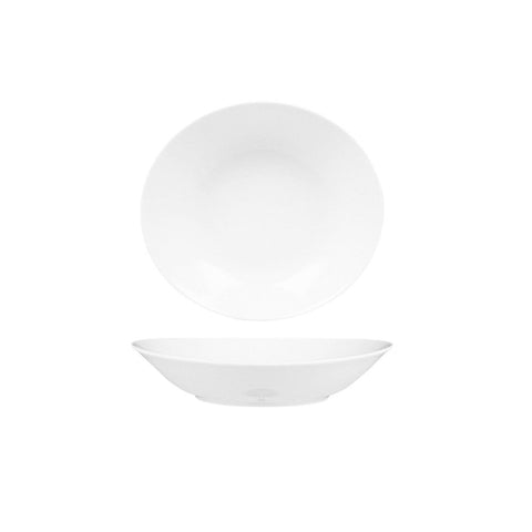 Turgla Porcelain Elips 8.5" x 7.75" x h:1.5" 20 oz. Oval White Porcelain Deep Plate (Set of 12) (ELS22CK00) - iFoodservice Online