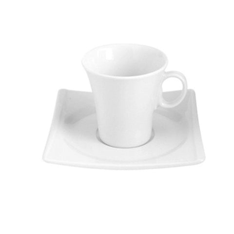 Turgla Porcelain Hong Kong 5.5" x 5.5" Square White Porcelain Saucer (Set of 12) (HKG01CT00) - iFoodservice Online