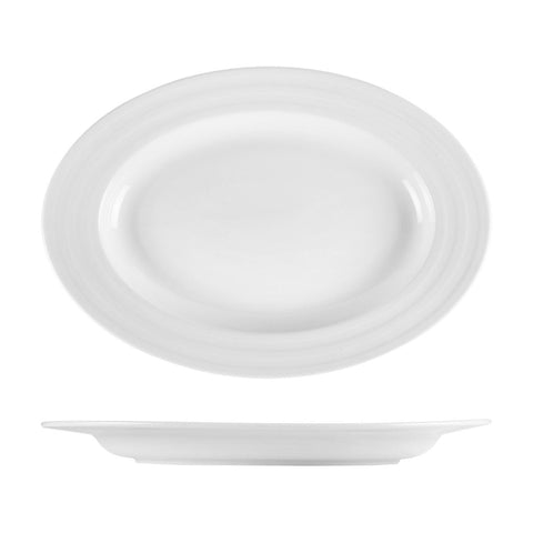 Turgla Porcelain Lizbon 15.25" x 10.5" x h:1.5" Oval White Porcelain Platter (Set of 6) (LIZ39KY00) - iFoodservice Online