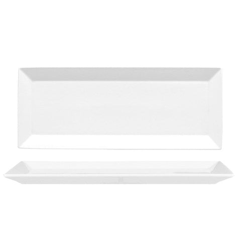 Turgla Porcelain Merid 13.5" x 5.5" x h:0.75" Square White Porcelain Platter (Set of 6) (MER34KY00) - iFoodservice Online