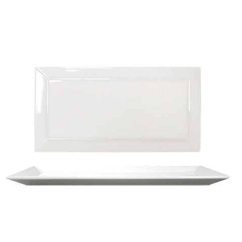Turgla Porcelain Merid 13.5" x 7" x h:0.75" Rectangular White Porcelain Platter (Set of 6) (MER34X18KY00) - iFoodservice Online
